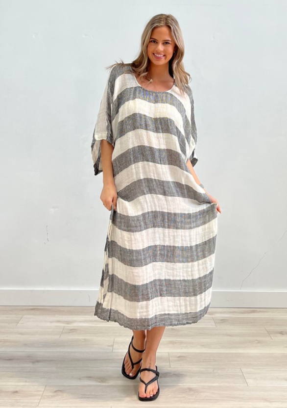 Bella Wide Sleeves Kaftan - B&W – Pebble And Palm